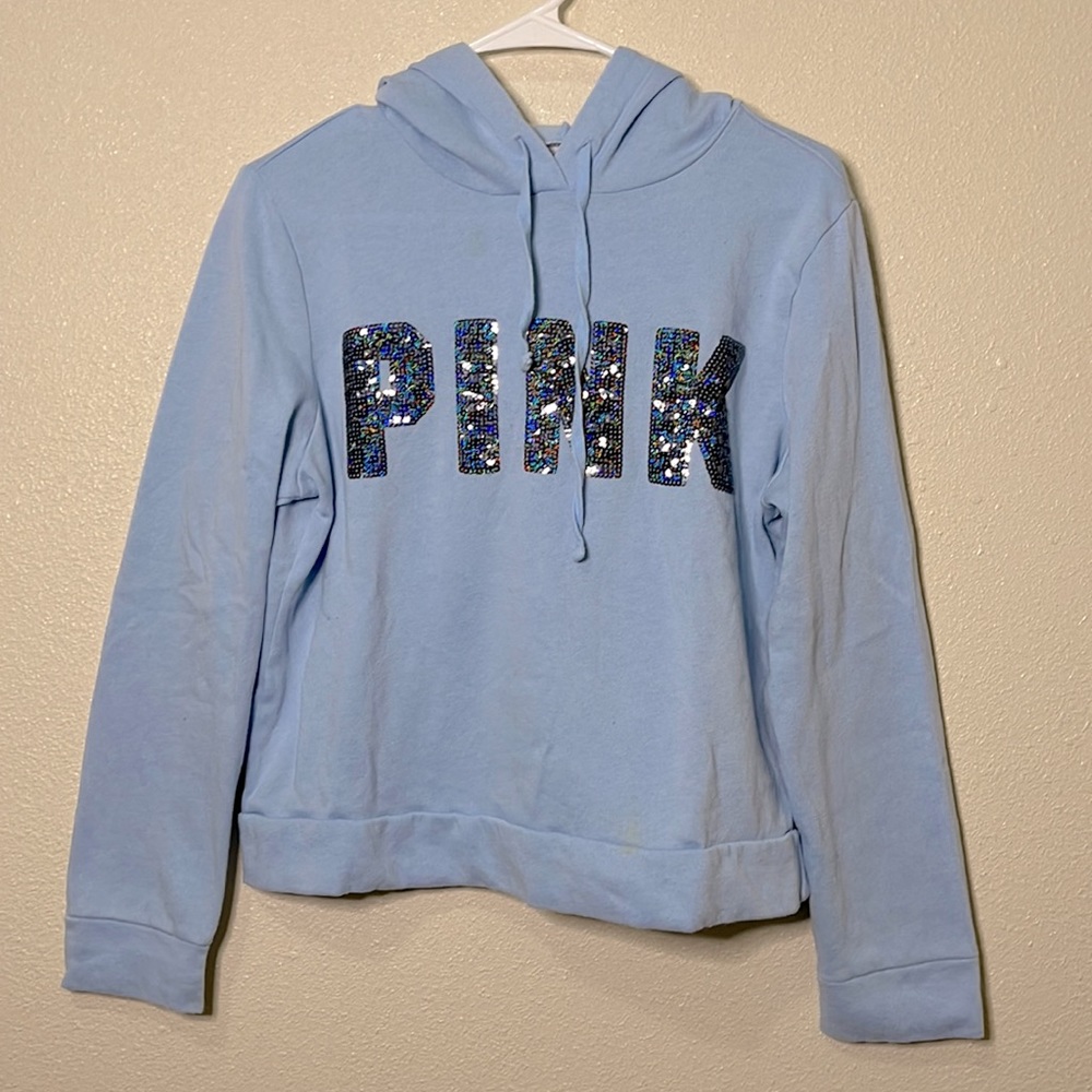 Pink Victoria’s Secret sweatshirt with hoodie size S